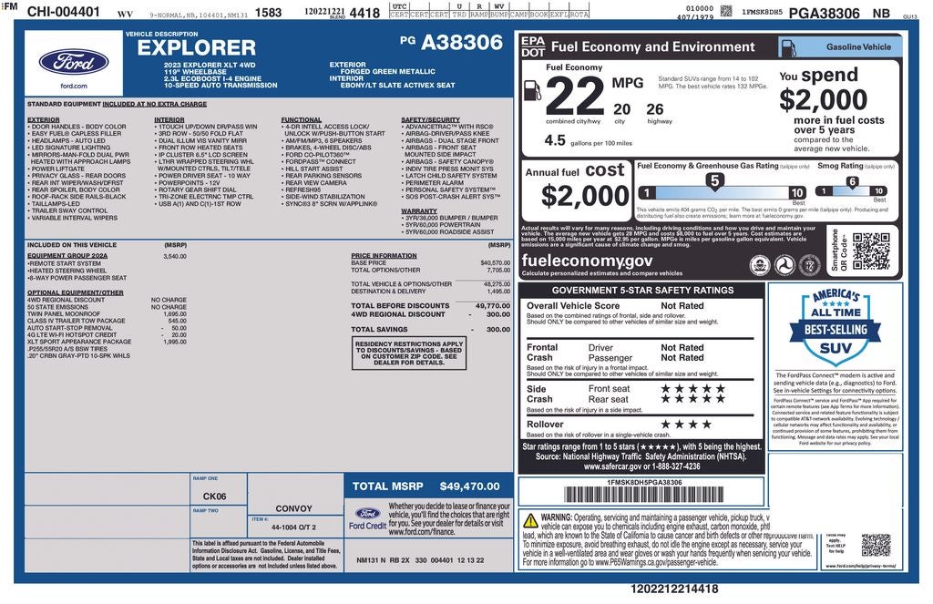 Used 2023 Ford Explorer XLT with VIN 1FMSK8DH5PGA38306 for sale in Rochester, Minnesota